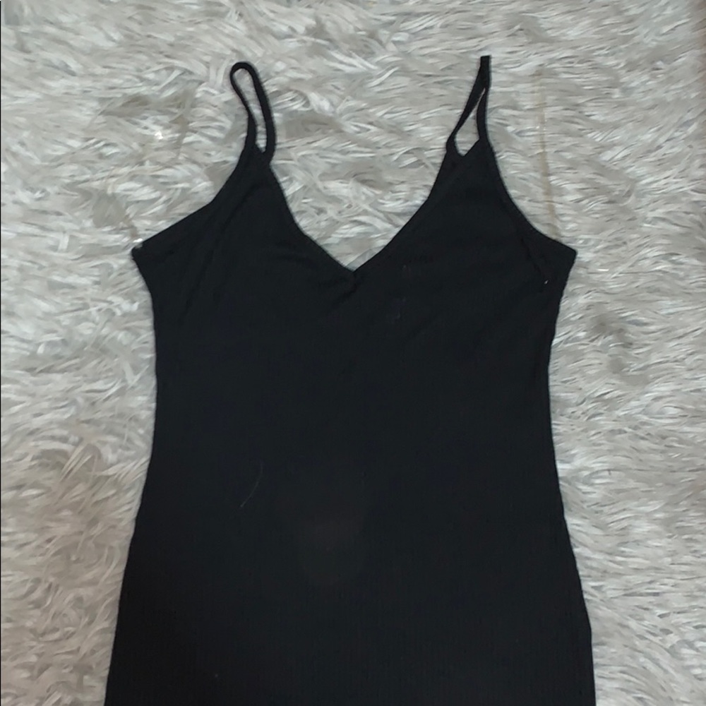 Ribbed black bodycon dress